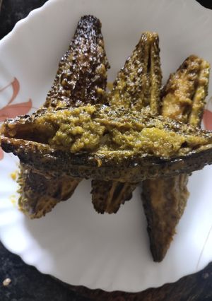 A picture of Bitter gourd masala.