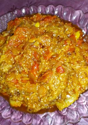 عکسی از دستور خوراک بادمجان ، غذای اقتصادی 🍆🍅🧅🧄