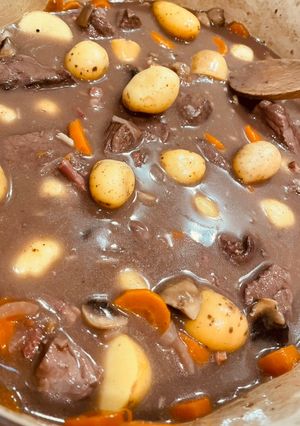 A picture of Beef Bourguignon.