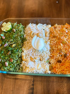 A picture of Tiranga Pulao (Tri-color rice).