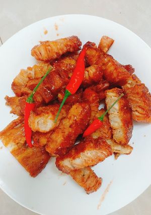 Hình của món Thitj ba chỉ chay không hấp.