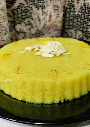 A picture of Saffron Sooji Halwa.