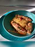 Linguine con canocchie sfumate al cognac