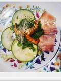 Carpaccio de zapallo italiano y salmón