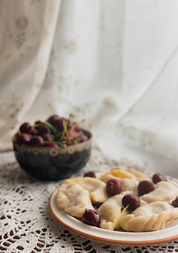 Вареники з черешнею 🥟 із заварного тіста