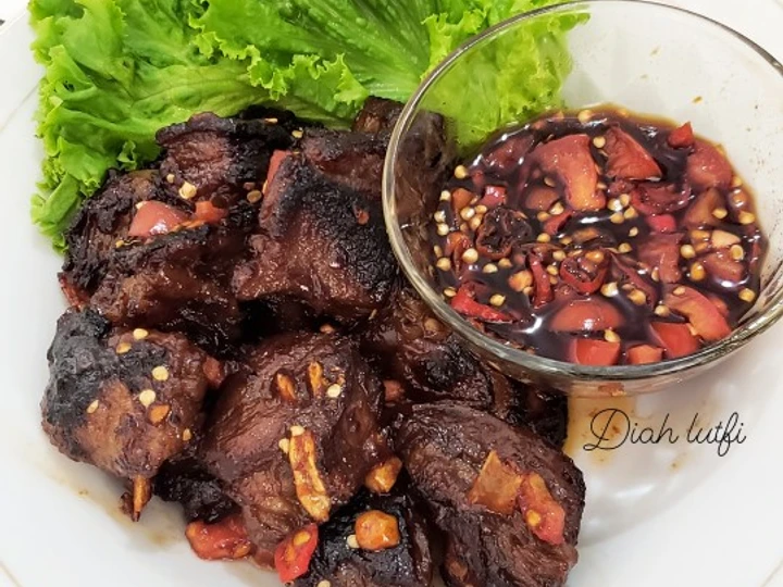 Cara Mudah Membuat Resep Iga panggang teflon sambal kecap yang Enak Banget