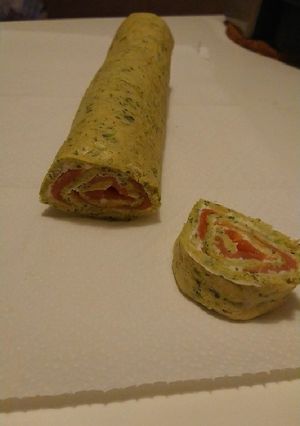 Une photo de Roulé courgettes saumon fromage