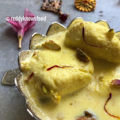A picture of Rich & Delicious Kesar Pista Rasmalai.