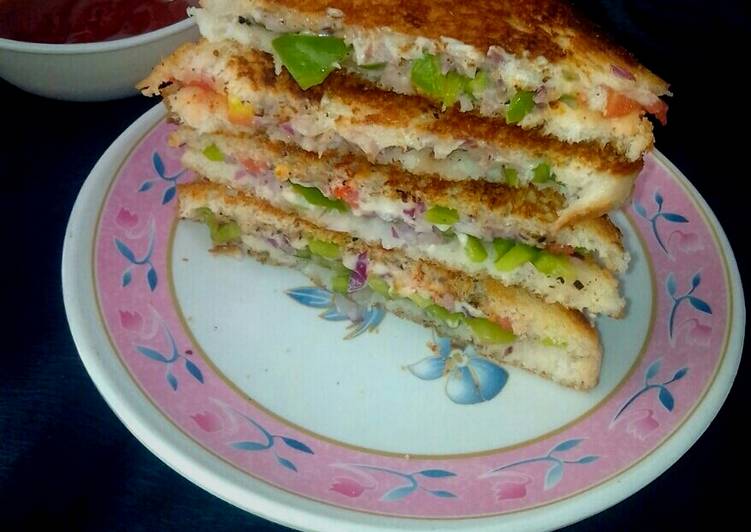 How to Prepare Homemade Veg cheese sandwich