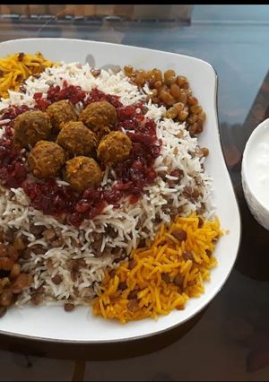 عکسی از دستور عدس پلو با گوشت قلقلی