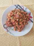 Garbanzos al sofrito con carne de res enlatada
