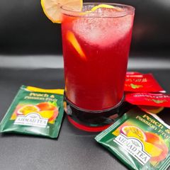 A picture of Hibiscus,mint,peach &passion fruit ice tea.