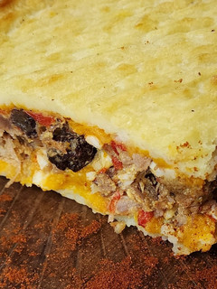Una foto de 🥩🥔Pastel de papa y calabaza con relleno de osobuco desmechado 🥔 Económico y rendidor🥔🥩