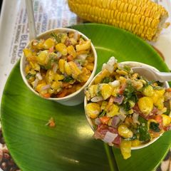 A picture of Mexican Corn masala chaat cups.