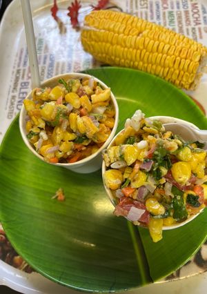 A picture of Mexican Corn masala chaat cups.
