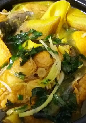 Hình của món Cá lăng om măng, chuối, đậu.