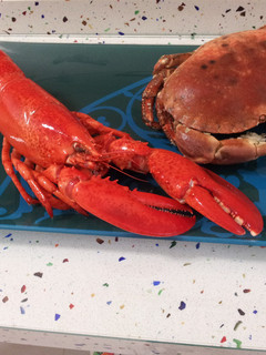 Una foto de Bogavante y buey de mar cocidos