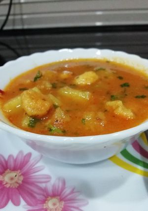 A picture of Raseele Potato and fox nut curry.