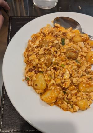 A picture of Mapo Tofu with Gnocchi.