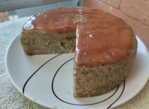 Una foto de Budín🥧 de pan sin huevo, sin lácteos y sin horno🍮🍯🥐