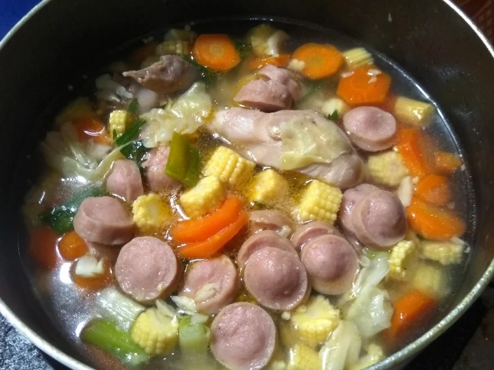 Cara Mudah Membuat Resep Sop Ayam Sosis Sapi Sayuran yang Enak