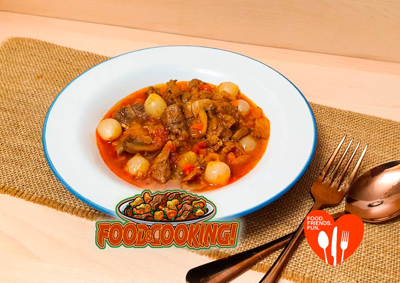 Estofado de Ternera con Cebollitas y Champiñones