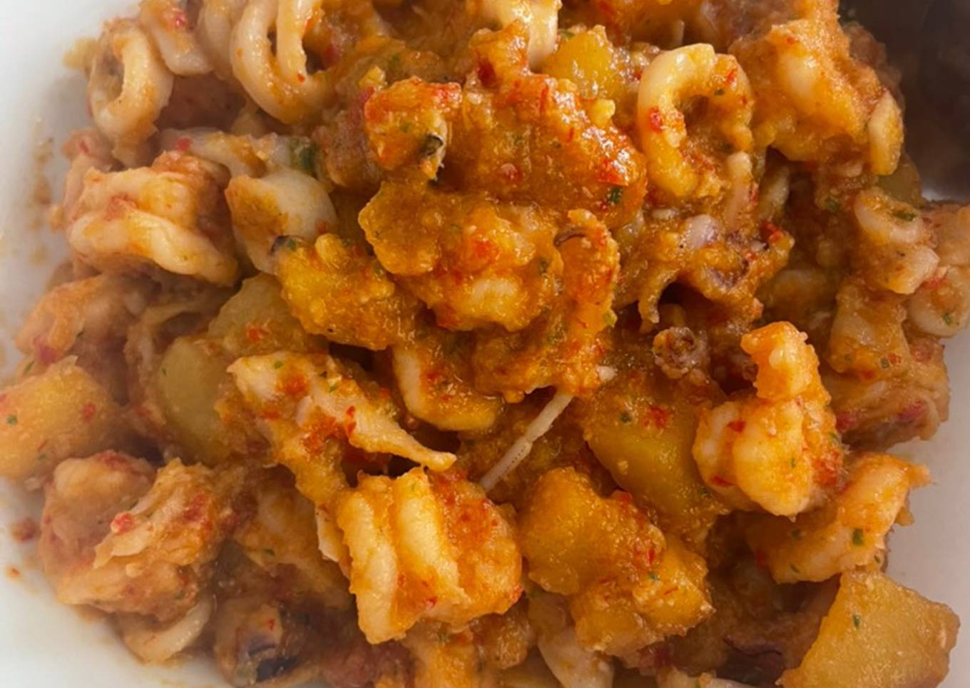 Balado kentang seafood