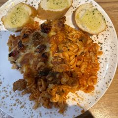 A picture of Sausages and Mushrooms Pasta.