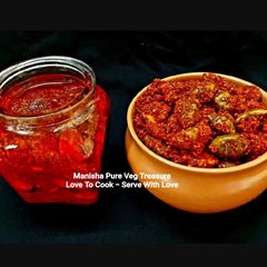 A picture of Gumberry Raw Mango Pickle - Gunda Kairi Aachar - Lasoda Kairi Aachar.