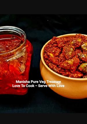 A picture of Gumberry Raw Mango Pickle - Gunda Kairi Aachar - Lasoda Kairi Aachar.