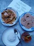 Set Menu Ultah: Nasi, Gule Kikil (Kuping Sapi), Donat Pisang Wijen, Wedang Sereh Lemon