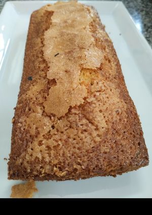 Una foto de Budín de naranja con su pulpa