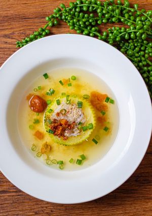 A picture of Stuffed Marrow With Salted Japanese Plum (umeboshi) in Asian Broth 🌿.