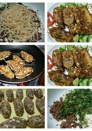 A picture of Kheema cheese noodles roll.