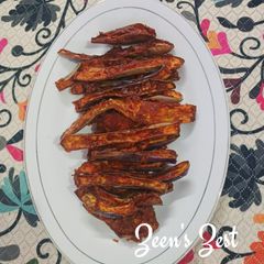 A picture of Crisp Fried Long Brinjal/Eggplants.
