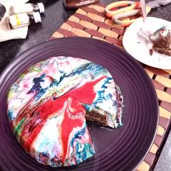 A picture of Marbel chocolate cake.