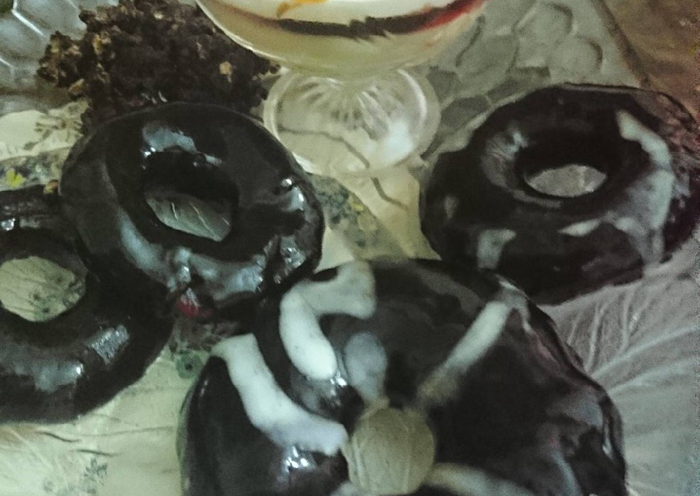 Chocolate Donuts filled with custard