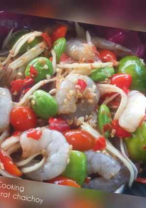 รูปของ ส้มตำกุ้งสดสะตอ