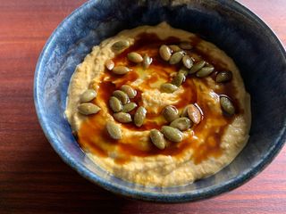 Pumpkin Hummus with Pomegranate Molasses