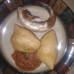 A picture of Moimoi, fish and stew.