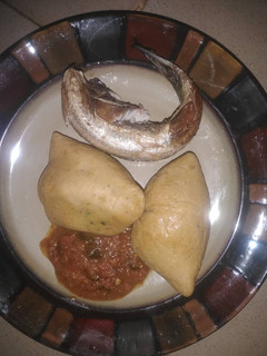 A picture of Moimoi, fish and stew.