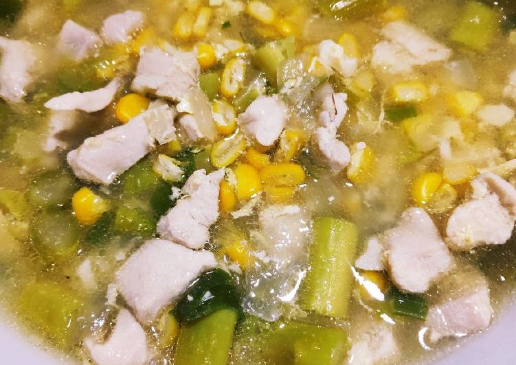 Recipe: Yummy Sup asparagus ayam telur kocok