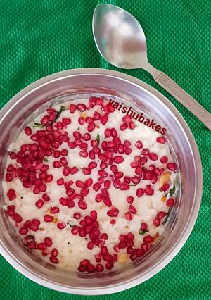 A picture of Temple style Curd Rice.