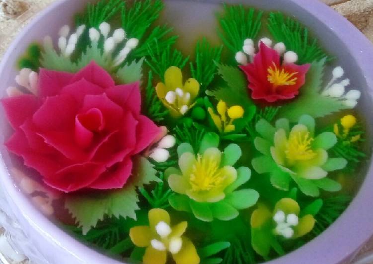 Resep Pudding Jelly Art Flowers, Lezat