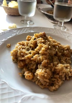 Una foto de Risotto de mar a la italiana con gambas y almejas