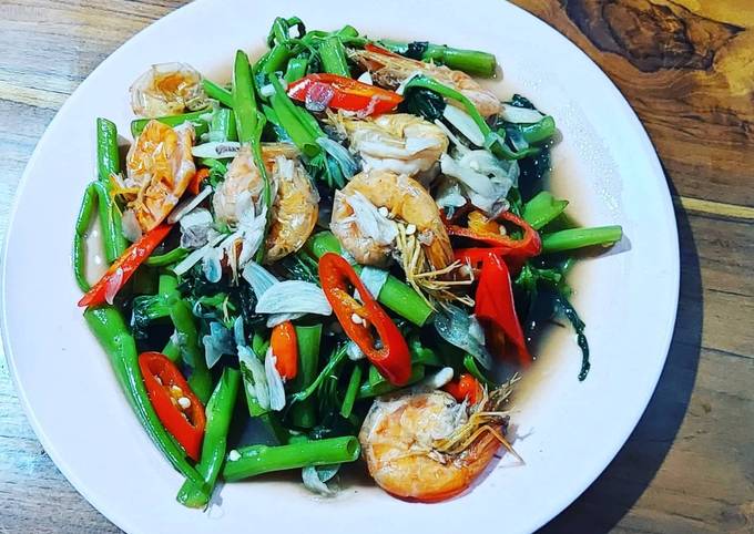 Langkah Mudah Membuat Resep Tumis kangkung udang saos tiram