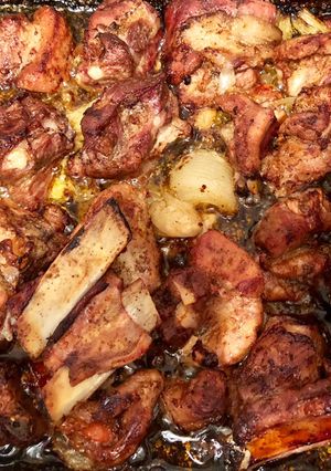 Sült oldalas, párolt káposztával, pürével 🤗 recept fotója