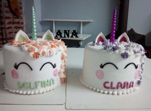 Una foto de Torta de Los Unicornios cumpleaños gemelas