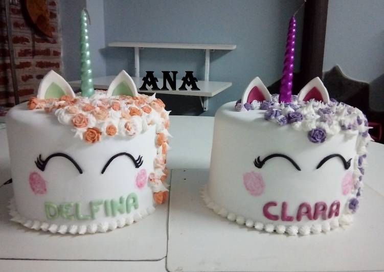 Torta de Los Unicornios cumpleaños gemelas