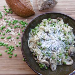 A picture of Mushroom, Orzo, and Pea Salad.